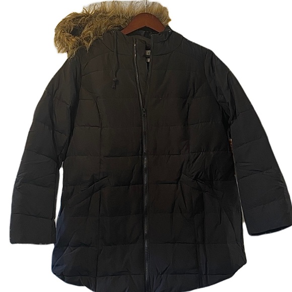 Ruff Hewn Jackets & Blazers - Long Black Winter Parka w/ Faux Fur Hood